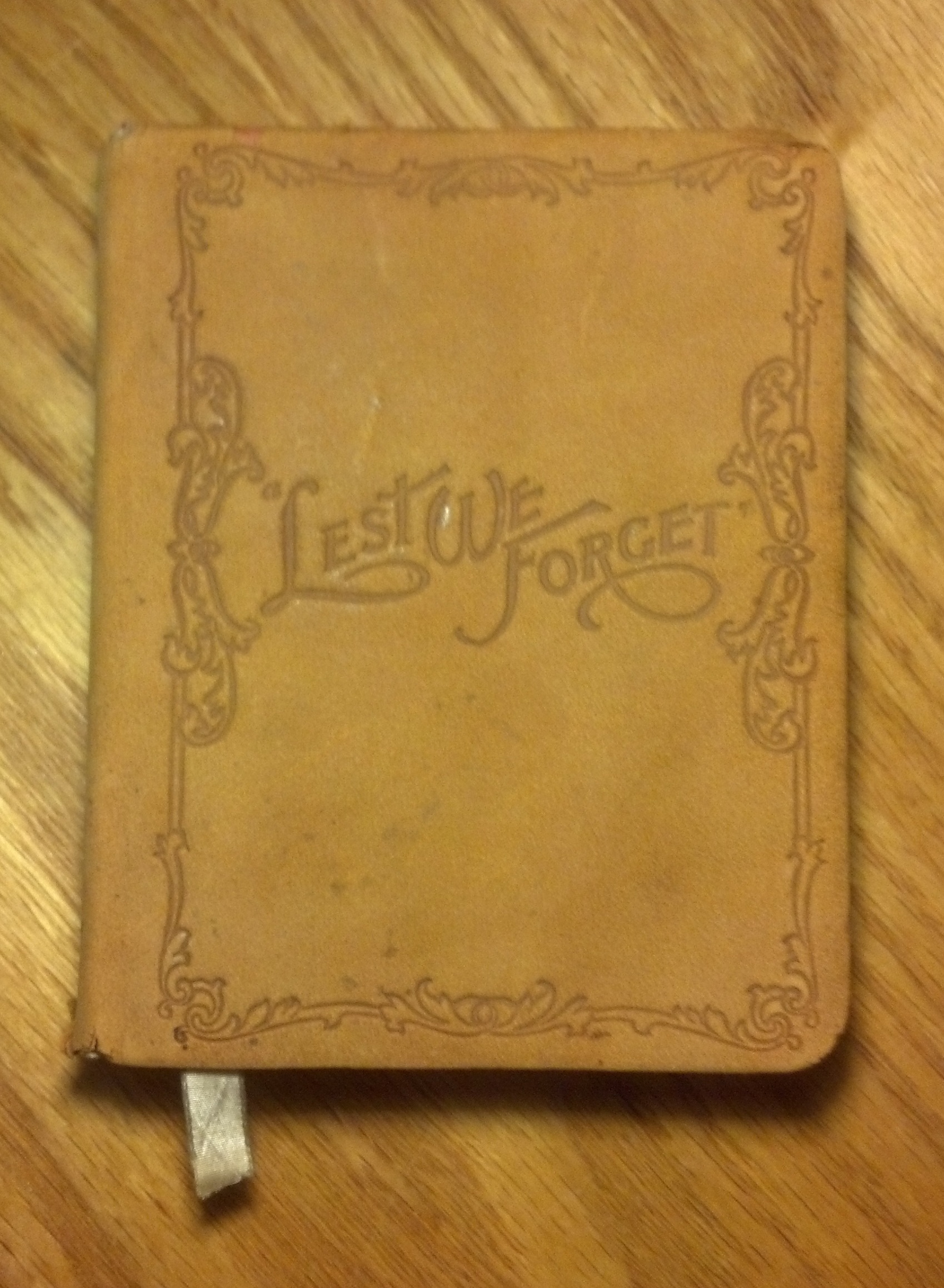 This is the diary "Lest We Forget", a small 4X5 book in its 100th year!