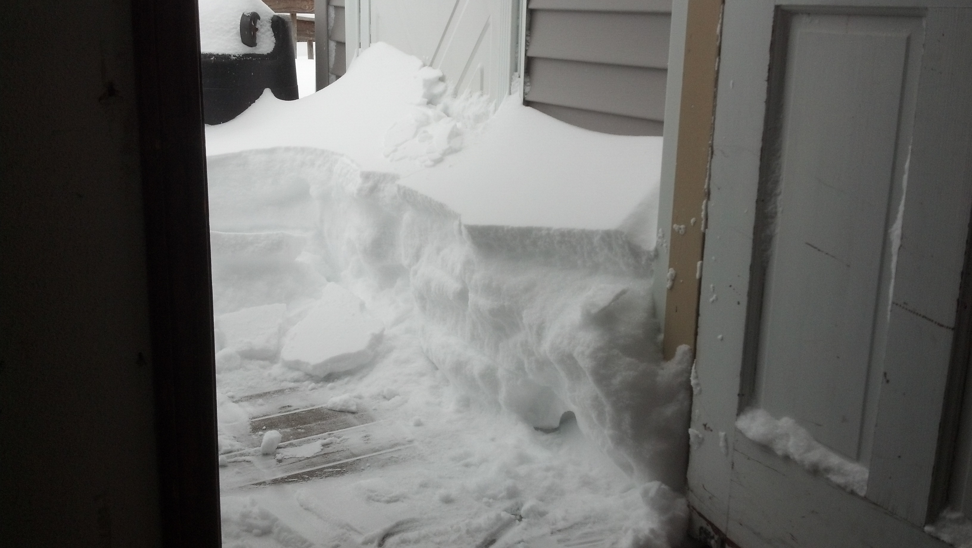 This is why I couldn't get the back door open.  I had to go in  through the garage...